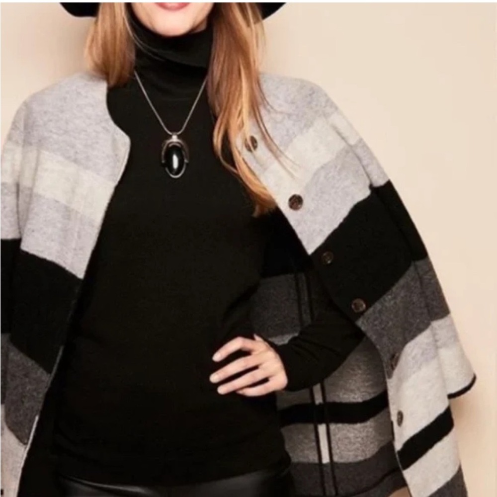 Talbots Colorblock Wool Blend Coat XS